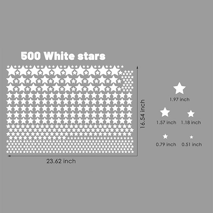 Sparkles and Stars Wall Decals, 500 White Stars Wall Sticker, Sparkle Wall Decal, Space Kids Room Decor, Nursery Wall Art, Celestial Wall Stickers(White)