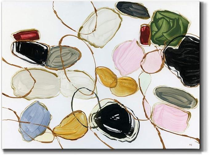 Renditions Gallery Canvas Wall Art Modern Paintings Decorations Colorful Brushstroke Jewels Abstract Watercolor Wall Hanging Artwork Prints for Bedroom Office Kitchen - 8"x12" LT33