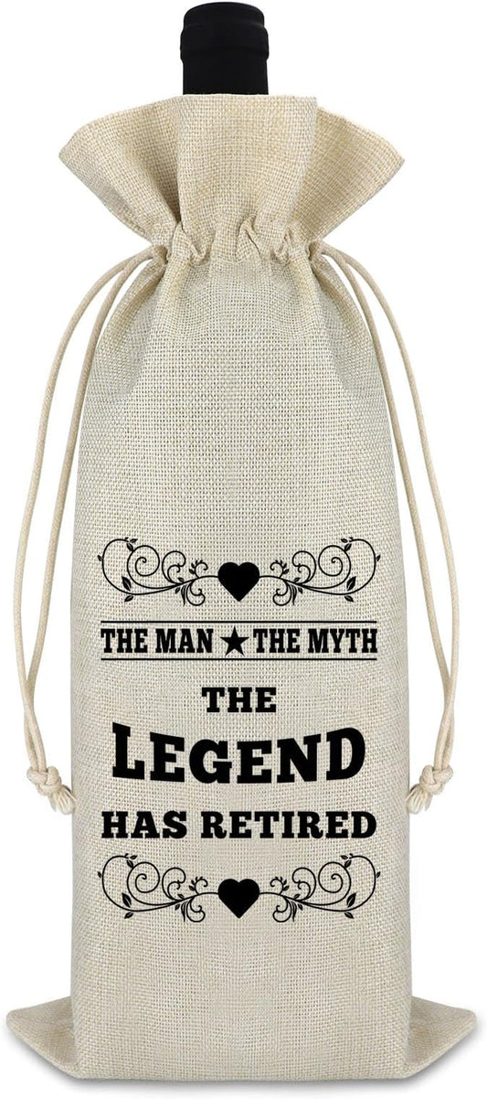 Funny Retirement Gift for Women Men Wine Bag Happy Retirement Gifts for Her Him Boss Coworkers Teachers Appreciation Gift Retired Farewell Leaving Gift for Colleagues Cotton Burlap Wine Bottle Bag