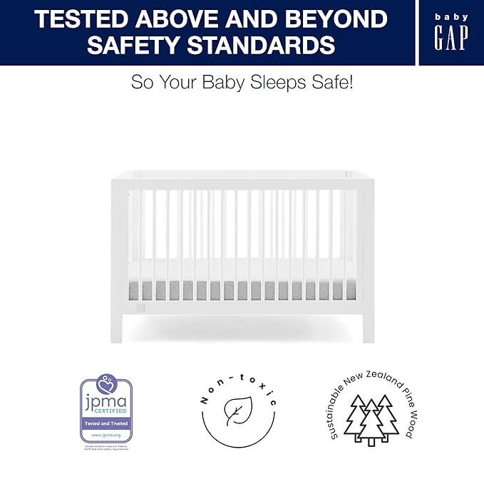 GAP babyGap Charlie 6-in-1 Convertible Crib - Greenguard Gold Certified, Bianca White
