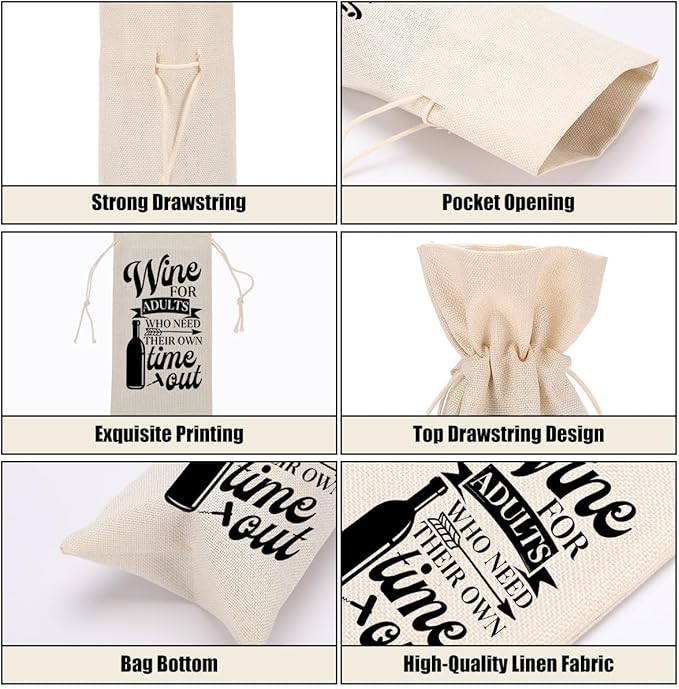 Funny Wine Quotes Wine Bag Wine Tasting Party Supplies for Wine Lovers Women Men Grammy Groom Friend Christmas Birthday Wedding Bachelorrette Party Wine Bags