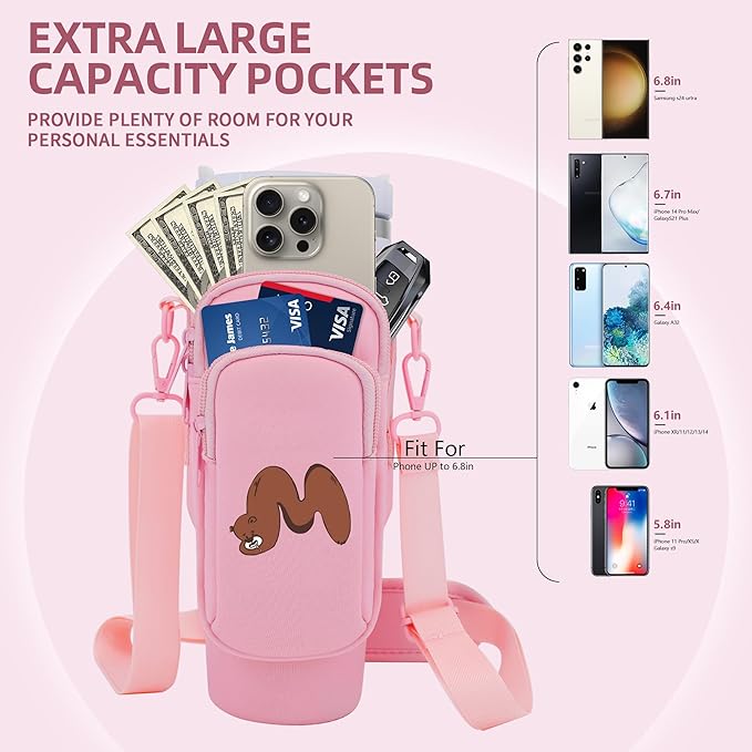 Water Bottle Carrier Bag for Stanley Cup Accessories, for Stanley Tumbler 40 Oz with Handle Holder Bag with Strap Neoprene Bollus with Straw, Straw Cover, Carabiner (Off White)