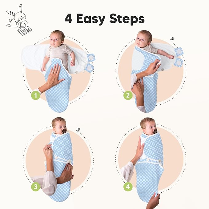 3-Pack Organic Baby Swaddle Sleep Sacks - Newborn Swaddle Sack, Ergonomic Baby Swaddles 0-3 Months, Swaddles for Newborns, Baby Sleep Sack, Baby Swaddle Blanket Wrap, Baby Essentials (Storm)