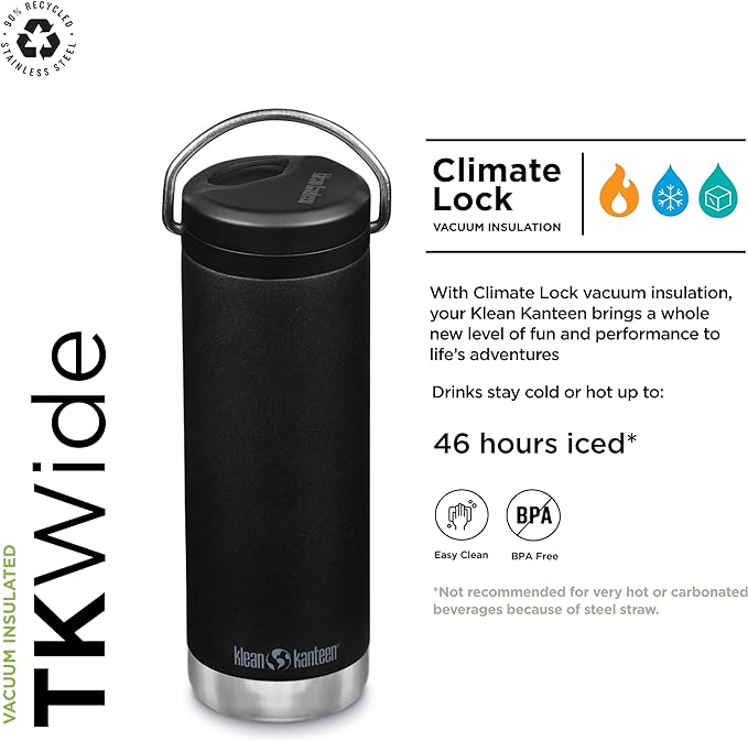 Klean Kanteen TKWide 16oz (w/Twist Cap) - Black