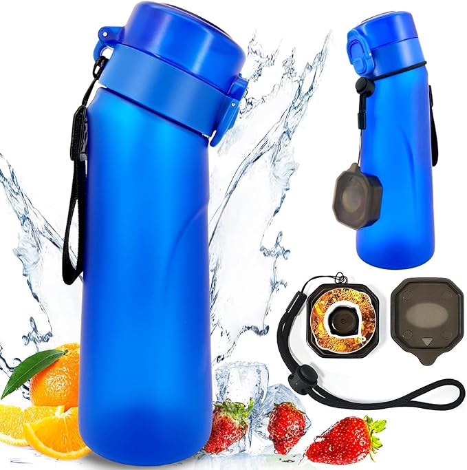 Air Water Bottle with Flavor Pods, 750ML Scent Water Cup with Flavor Pods Box，0% Sugar Fragrance Water Bottle Suitable for Outdoor Sports (Blue+1pods)