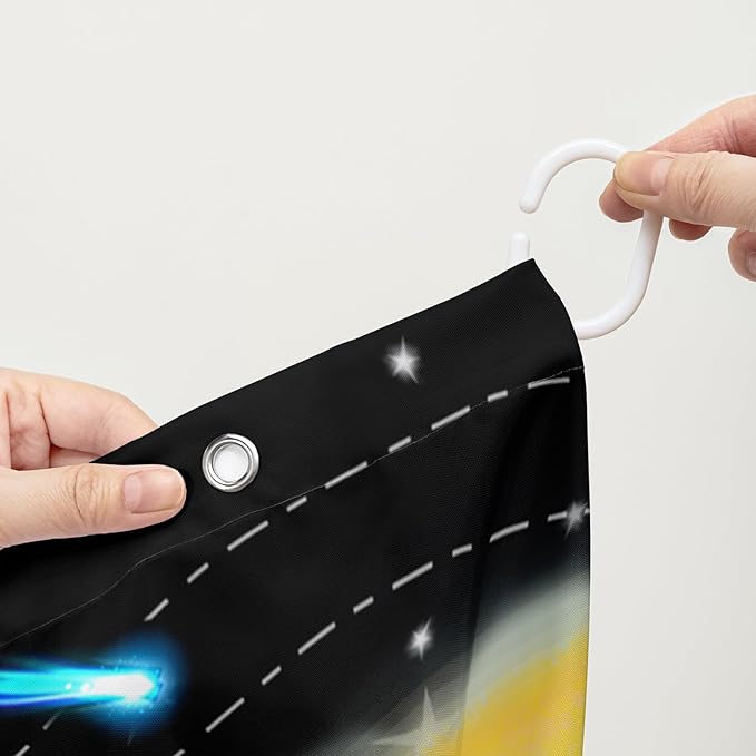 AILONEN Galaxy Shower Curtains for Boys,Solar System Bath Curtains,Outer Space Curtains for Bathroom Decor, 36" W*72" H Polyester Waterproof with 12 Hooks