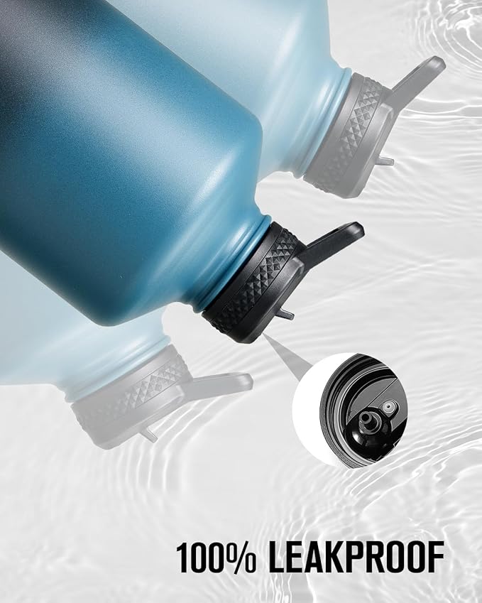 Coolplus Gallon Water bottle insulated with straw, Water Jug 128 oz Stainless Steel Double-Walled Vacuum Metal Large Flask With Carry Sleeve Bpa-Free Leakproof, Keep Cold 48 Hrs, Blue Black