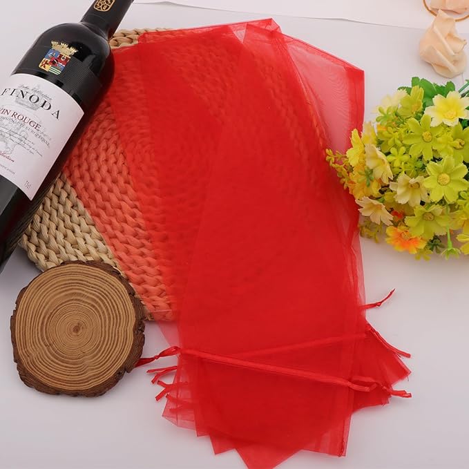 YaeYur 24pcs Organza Wine Bags Organza Wine Gift Bags Bulk Sheer Wine Gift Pouches Organza Wine Bottle Gift Bags with Drawstring for Christmas Wedding Baby Shower Birthday Party Festival Gift Favors