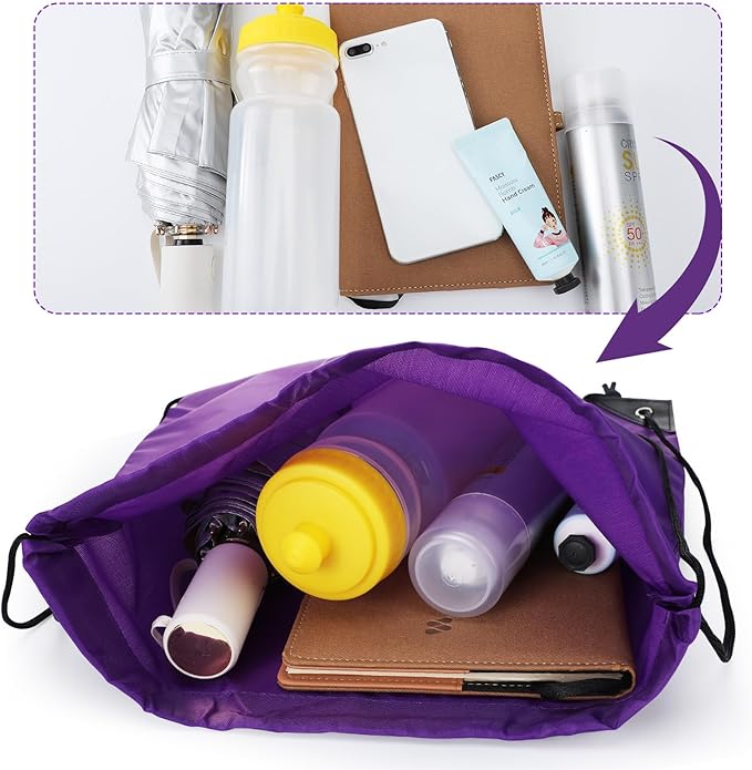 Mifoci 20 oz Plastic Water Bottles Bulk and Drawstring Backpack Set Reusable Sport Water Bottles Lightweight Clear Water Bottle Cinch Gym Drawstring Bags for Adult Kids Fitness DIY