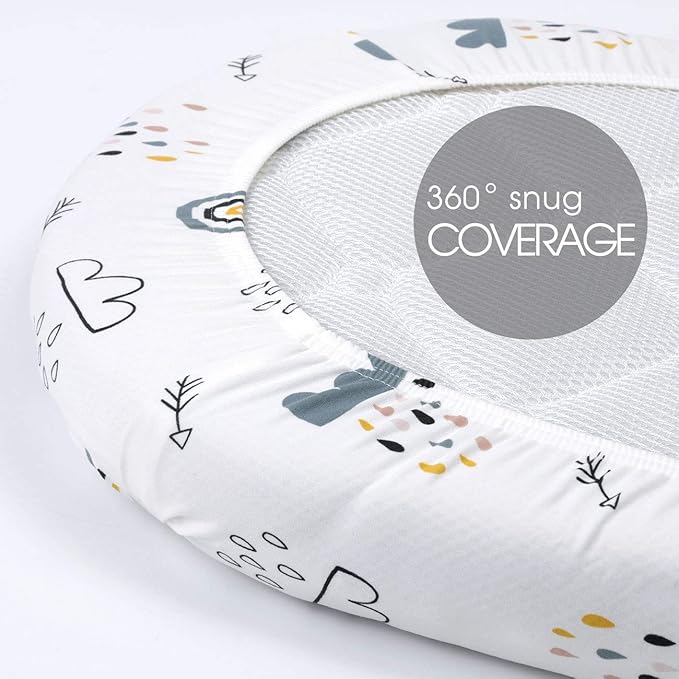 Stretchy Ultra Soft Bassinet Sheet Set 2 Pack, Universal Cradle Sheet for Rectangle, Oval, or Hourglass Bassinet Pad/Mattress, Crown and Cloud Bassinet Sheets for Baby Girl and Boy