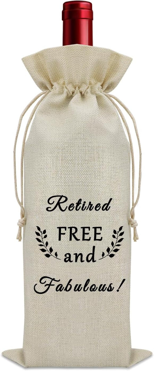 Sazuwu Happy Retired Gifts Wine Bag Retirement Gifts for Women Men Officially Retired Funny Gifts Wine Bottle Decoration Bag Retirement Appreciation Gifts Wine Accessories Gifts for Wine Lovers