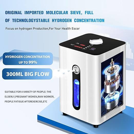 Hydrogen Inhalation Machine, 150ml/min Hydrogen Machine, 99.99 Percent High Purity PEM and SPE Ionizer, Water Level Warning, Water Quality Monitoring, Safe and Secure