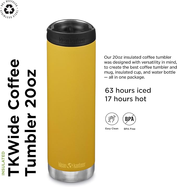 Klean Kanteen TKWide 20oz (w/Café Cap) - Marigold