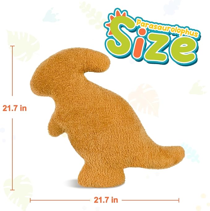 Dino Nugget Pillow, Dinosaur Chicken Nuggets Plush Funny Birthday Gifts for Teen Boys Girls, Fun Pillows are Cute Dinosaur Gifts for Kids and Adults (Large, Parasaurolophus)