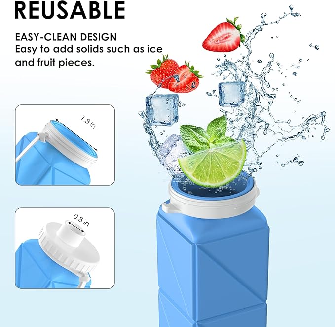 Collapsible Water Bottles,BPA-Free Leak-Proof Silicone Foldable Water Bottle Cup 20.6oz,Durable Lightweight Bottle for Gym Travel Camping Hiking Running (UV Discoloration)