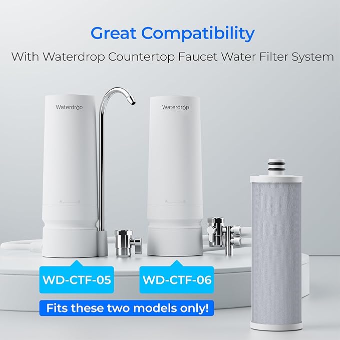 Waterdrop WD-CFF-03 Replacement Filter, Countertop Water Filter, 4000 Gallon Life, Replacement Water Filters for Sink, Replacement for WD-CTF-05, WD-CTF-06, 1 Pack