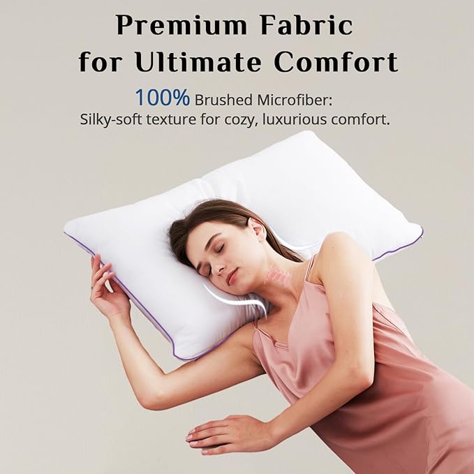 JOLLYVOGUE Pillows Standard Size Set of 1, Bed Pillows Set of 1, Cooling and Supportive Pillows with Super Soft Down Alternative Fill, Luxury Fluffy Hotel Quality for Side, Back, and Stomach Sleepers