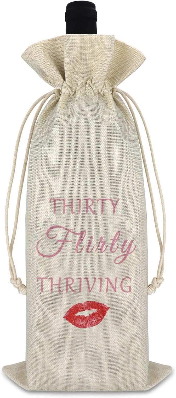 Gfhzdmf 30th Birthday Gifts 30 Year Old Birthday Gift for Men Women Wine Bag Birthday Decors Turning 30 Gift for Coworker Wife Sister Best Friend Mothers Day Christmas Gift Burlap Wine Bottle Bag