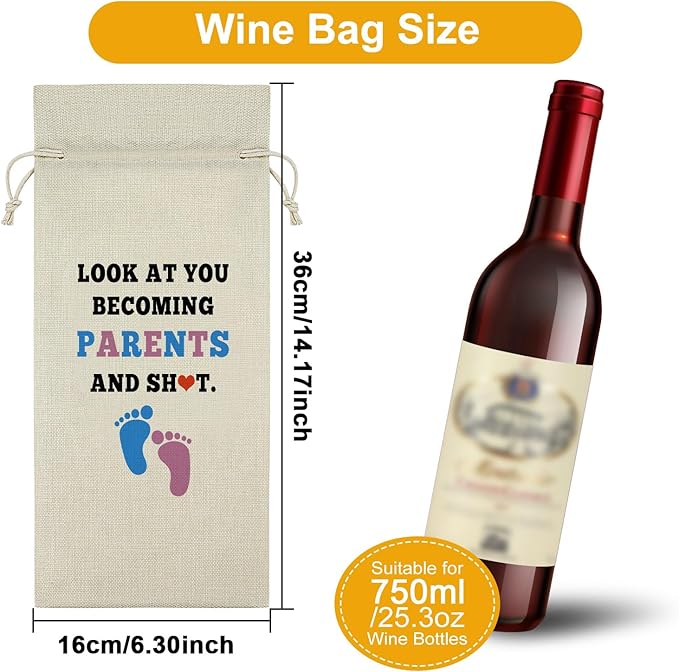 Parents to Be Gifts for Couples Wine Bag Funny New Parent Gifts Mom and Dad Baby Reveal Gifts Wine Bottle Decoration Bag Pregnancy Announcement for Parents Wine Accessories Gifts for Wine Lovers