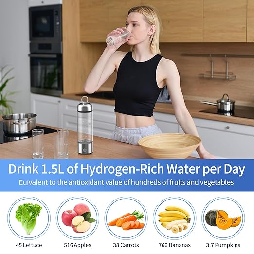 Hydrogen Water Bottle Portable Hydrogen Water Bottle Generator 420ml with SPE PEM Technology Water Ionizer, Improve Water in 3 Minutes for Home, Office, Travel, Daily Drinking