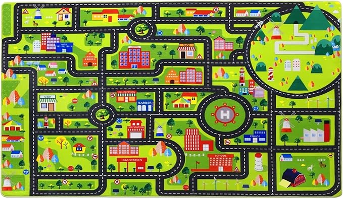 Kids Playroom Rug Car Rug Learning Carpet Educational City Roads Carpet for Playing with Cars Kids Playmat for Baby Kids Playroom Non Slip Play Mat Toddler Playmat Rug, 3x5 ft, Black Streets