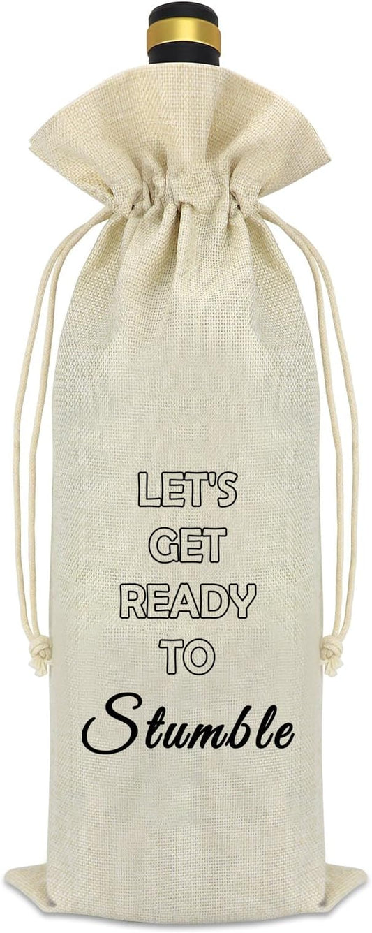 Funny Wine Themed Burlap Wine Bags Drinking Lover Gifts Weddings Birthday Graduation Gift for Women Men Friend Coworker Leaving Retirement Gift Wine Bottle Gift Bags Christmas Housewarming Gift