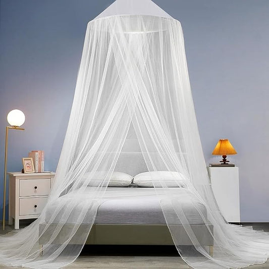 dix-rainbow Mosquito Net Bed Canopy,Elegant King/Queen Size Canopy Bed Curtains for Girls,Stylish Dome Mosquito Netting Bed Tent, Decor for Baby Cribs, Kid Beds, and Adult Beds（White）
