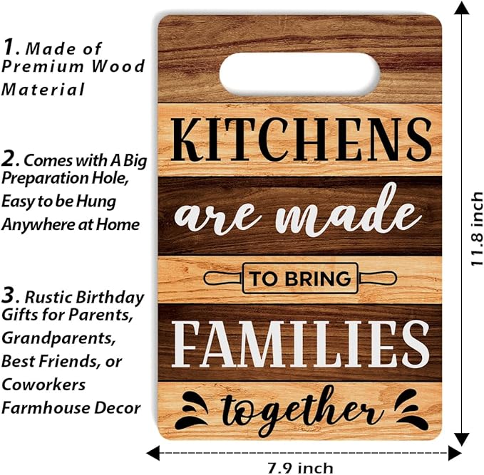 Farmhouse Kitchen Decor, Kitchen Signs Wall Decor, Wall Decor for Kitchen, Kitchen Decorations, Kitchen Door Wall Hanging Decor, Kitchens Are Made to Bring Families Together Sign 8 x 12 Inch
