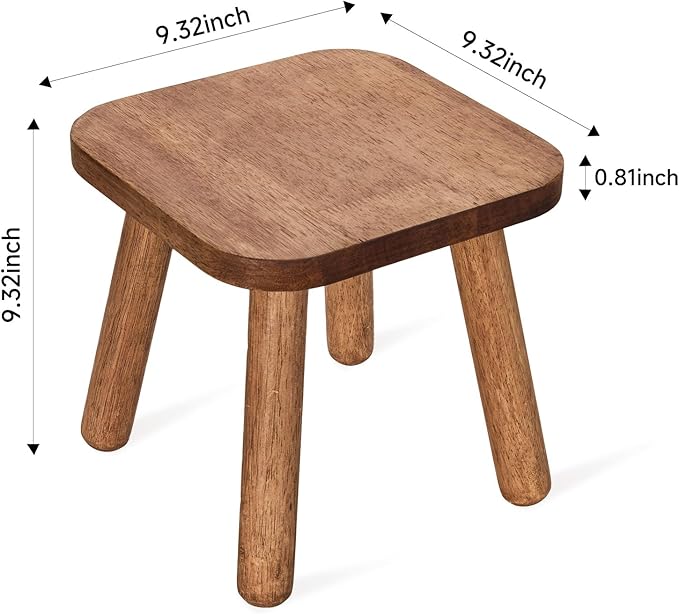 Solid Wood Stool Wooden Step Stool for Adults Small Wooden Stool Square Stool Sitting Stool Legs Detachable for Kitchen Bathroom Living Room (9.32High)
