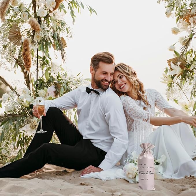 Baobeily Paris Well With Matron of Honor Wedding Gift Engagement Gift Bag For bride/him/her Newly Engaged Gift Wine Tote