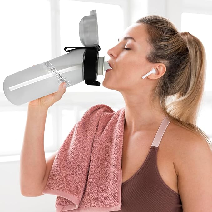 Water Bottle with Flavor Pods 21.9 Oz/650ml Fruit Fragrance Water Bottle Recyclable Sports Air Water Cup Scented Pods for Outdoor (Transparent)