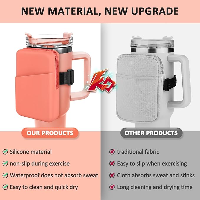 Silicone Water Bottle Pouch For Stanley Quencher Adventure 40 oz & Stanley IceFlow 20oz 30oz, Gym Accessories for Women, Stanley Cup Accessories, Water Bottle Pouch for Sports