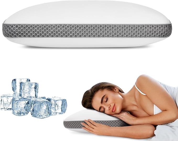 Cooling Bed Pillows for Sleeping, Memory Foam Bed Pillows Queen Size, Gel Pillow for Sleepers Cool Pillow for Side Back and Stomach Sleepers, Cold Pillow, Supportive
