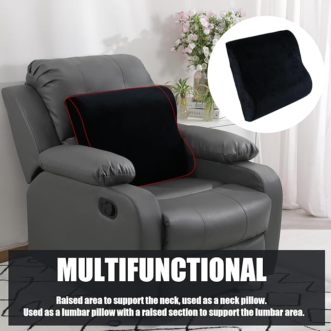 HOMBYS Extra Large Recliner Leg Pillow, Memory Foam Foot Rest Cushion Wave Shape Recliner Footrest Extender, Multi Purpose Back & Lumbar Support Pillow for Recliner, Bed, Sofa Couch, Black