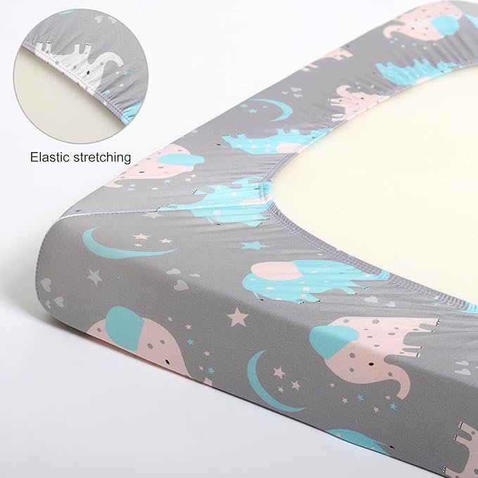 Pack n Play Fitted Sheet. 2 Piece Mini Crib Sheet. Elastic Playard Sheet. Portable Sheet Set. Elastic Convertible Playard Set. Compatible with Graco Pack n Play