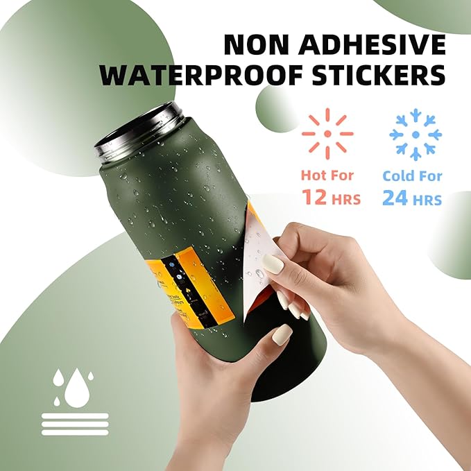 ColorSub 50oz Insulated Water Bottle With 2-in-1 Straw and Chug Leakproof Lid, BPA Free Stainless Steel Wide Mouth Sports Water Cup Flask Army green