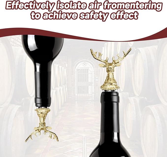 Deer Head Wine Stopper - Unique Rustic Decor Bar Accessorys for Wine Preservation, Ideal Wine Lover Gift