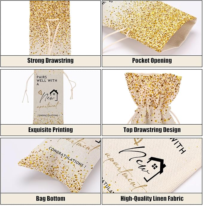 Housewarming Gifts New Home New Apartment Gifts Wine Bag First Apartment Gifts for Women Men Lady Teacher Doctor Friend Daughter Him Her Congratulations Wine Bags