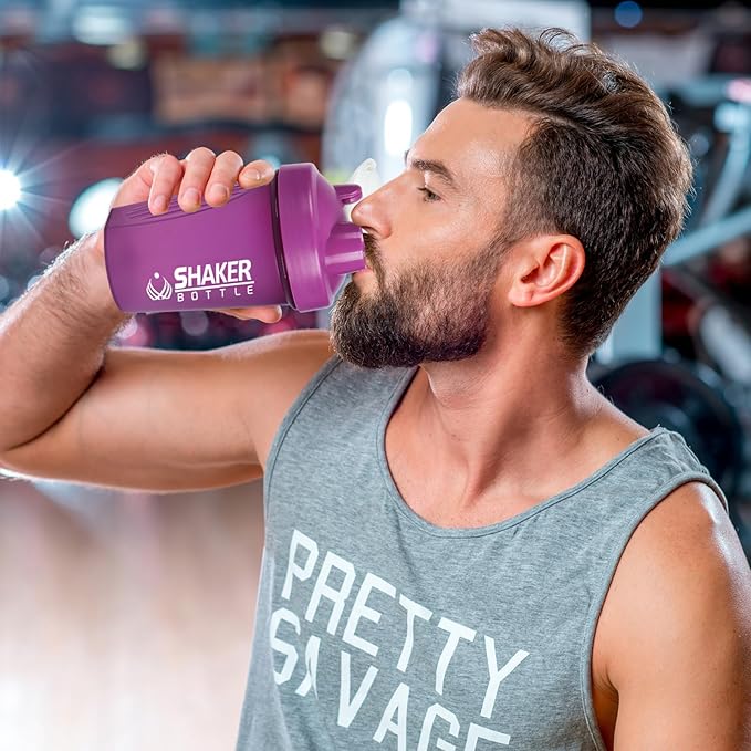 Shaker Bottle, 400ml Small Protein Shaker Cup with Mixing Ball for Smooth blending, Leak-Proof GYM Workout Water Bottles for protein& Smoothie Shake，Bpa Free (13oz / Purple)