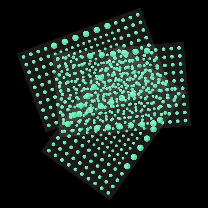 MECCANIXITY Glow in The Dark Spot Decals Decor Green Wall Stickers for Ceiling Bedroom Bedding Room 3 Set