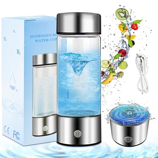 Hydrogen Water Bottle Generator (420ml 3-Minute) Quick Electrolysis, SPE/PEM Technology, Portable USB Charging Ideal for Home, Travel, Exercise, and Gifting (Silver)
