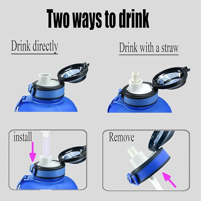 Sports Water Bottle, 63 Oz/1800mL, Leak Proof BPA Free Travel Outdoor For Men Women (Gradient_Blue)