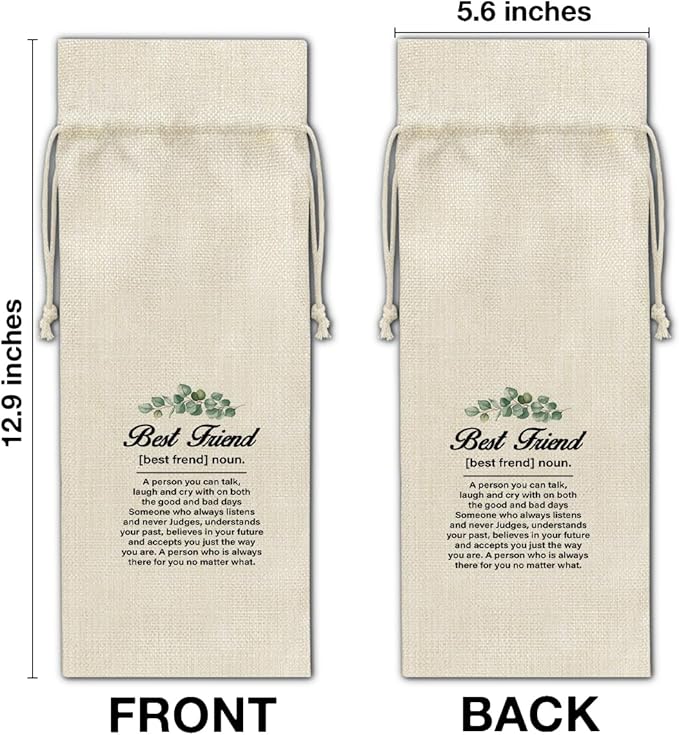 HOIJAUMAI Gift for Friends, Friendship Gifts for Women Men, Best Friend Wine Bag Best Friend Definition Wine Gift Bags