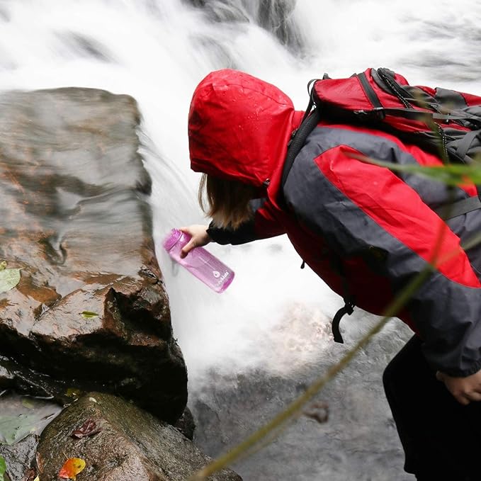 SurviMate 0.01μm Ultra-Filtration Filtered Water Bottle, Portable Water Filter Bottle with 4-Stage Filtration for Survival, Camping, Hiking, Backpacking, Drinking, Emergency