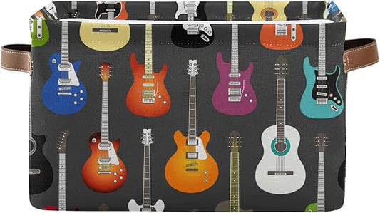 Modern Guitar Storage Basket Music Storage Box Bin Large Laundry Organizer Basket for Bathroom Nursery Kitchen Clothes Toys Newspaper 1PC