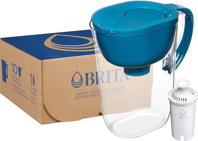 Brita Large Water Filter Pitcher for Tap and Drinking Water with SmartLight Filter Change Indicator, Includes 1 Standard Filter, BPA-Free, Lasts 2 Months, 10-Cup Capacity, Teal