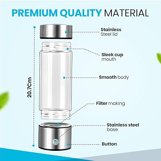 Cutting-Edge Hydrogen Water Bottle Generator. A Rechargeable Water ionizer Machine to Deliver Quick Electrolysis in Minutes. Advanced Hi-Tech for Convenient and efficient Hydrogen Water Production