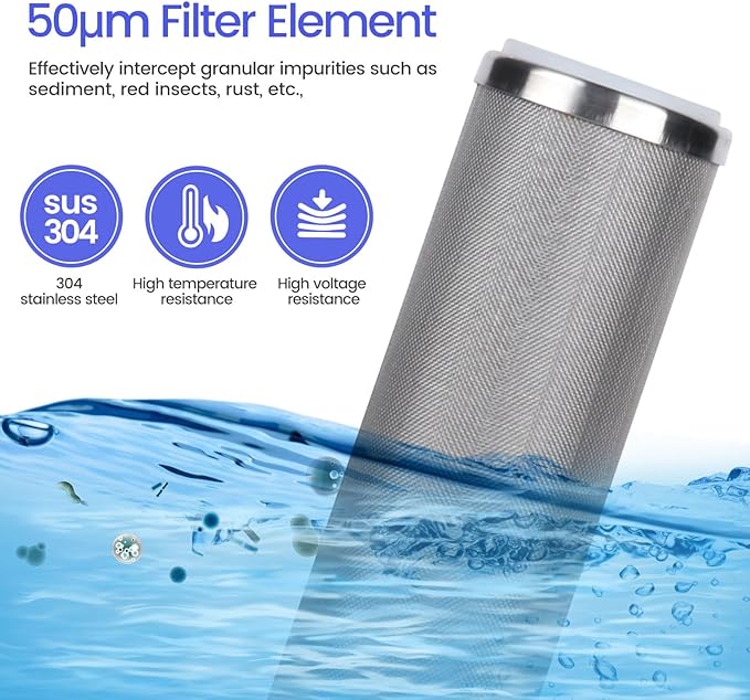 Amwater Stainless Steel Re-Cleanable Wire Mesh Filter Cartridge 20 "Length,2.5 "OD(200 Micron)