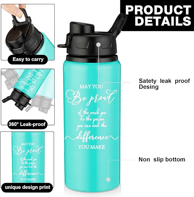 Sunnyray 10 Pcs Employee Appreciation Gift Reusable Aluminum Water Bottle Bulk with Snap Lid May You Be Proud of The Work Thank You Group Team Gift for Coworker Teacher Friend(Multicolor, 20 oz)