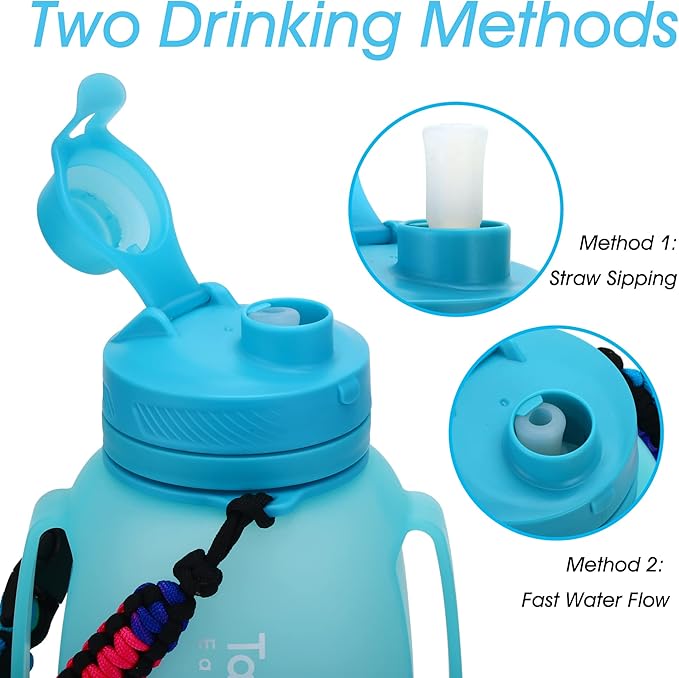 Collapsible Water Bottles 40 OZ Gallon Motivational Water Jug with Straw 1.2L Silicone Sports Water Bottle with Time Marker, Leakproof Large Water Bottle for Yoga Camping Outdoors